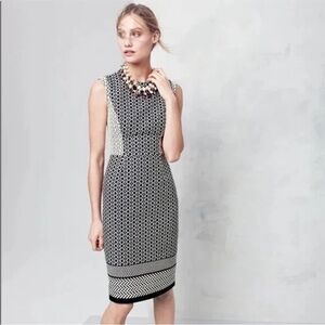 NWT J. Crew Paneled Geometric Sheath Dress Black White size 10
